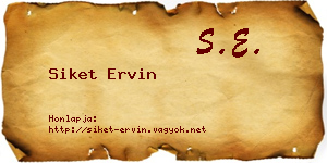 Siket Ervin névjegykártya