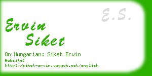 ervin siket business card